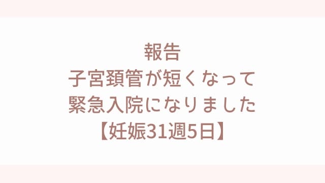 子宮頸管が短くなって入院! 2泊3日で退院できました! 【妊娠32週0日】