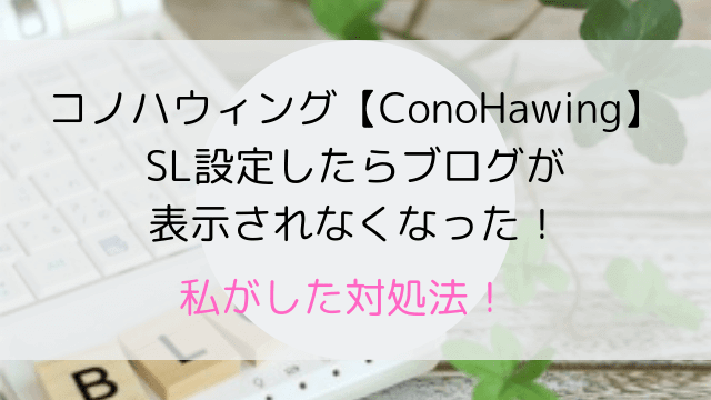 コノハウィング【ConoHawing】SL設定したらブログが表示されなくなった!-min