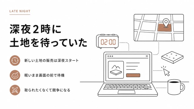 深夜2時に土地を待っていた